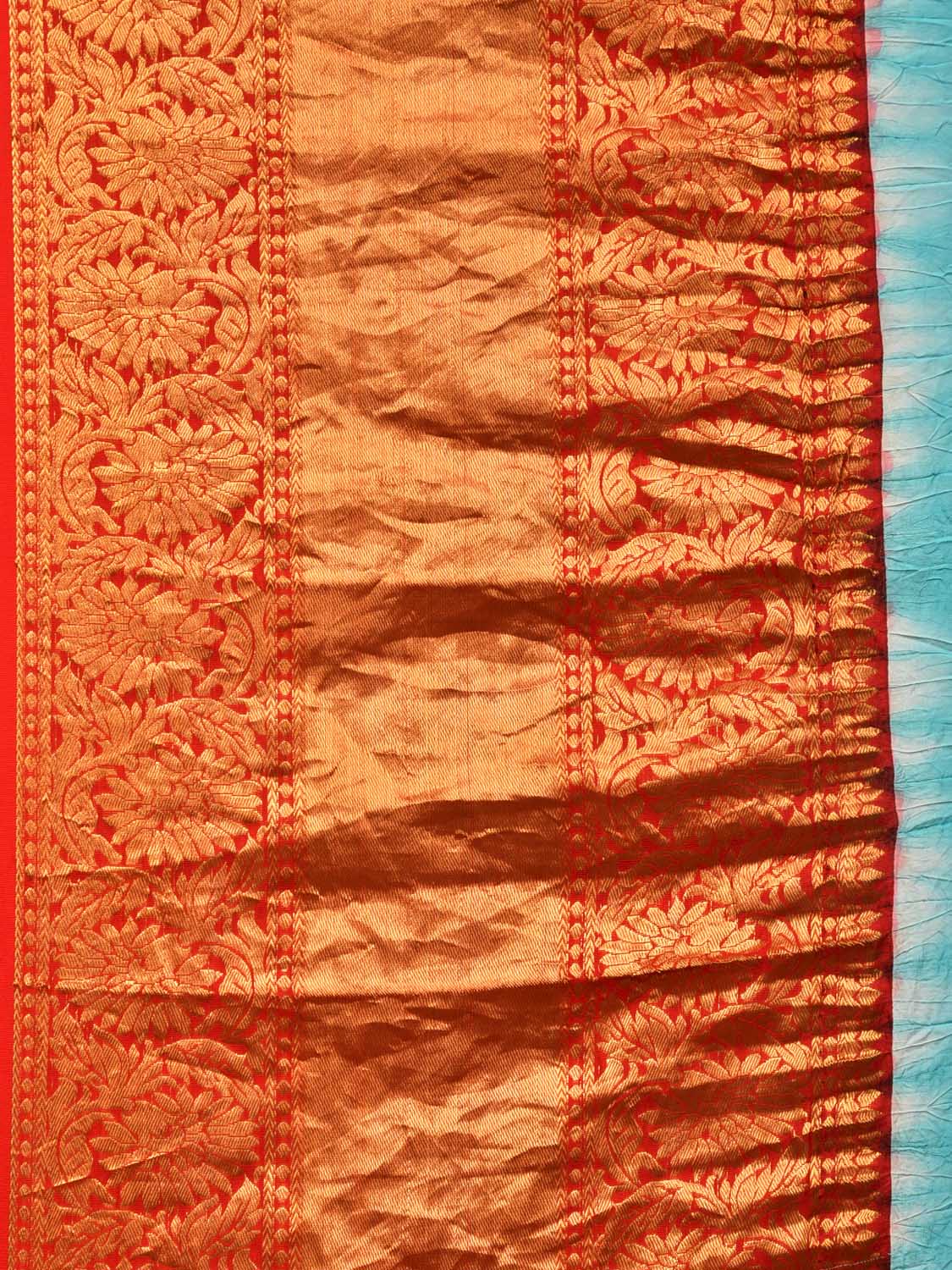 Light Blue Bandhani Kanchipuram Silk Handloom Saree with Pallu and Border Design bn0457