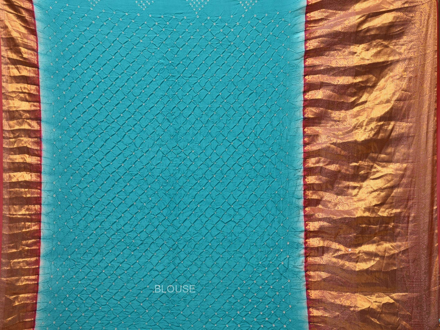 Light Blue Bandhani Kanchipuram Silk Handloom Saree with Pallu and Border Design bn0461