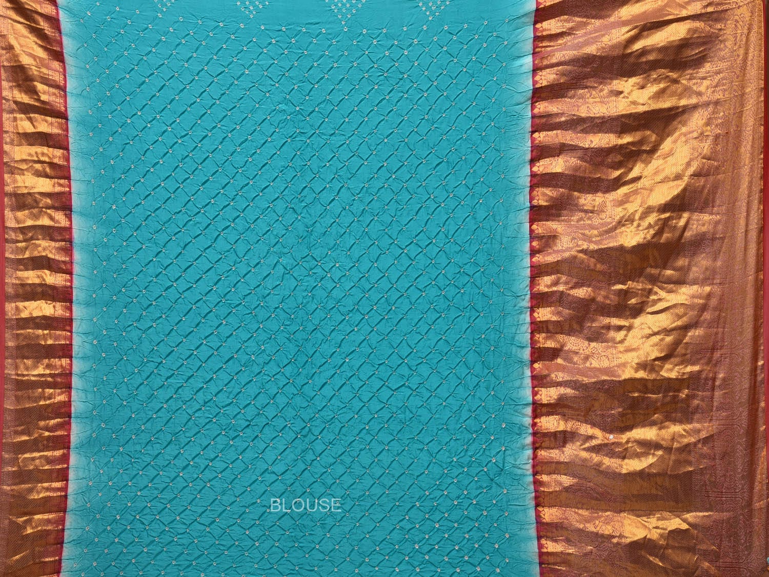 Light Blue Bandhani Kanchipuram Silk Handloom Saree with Pallu and Border Design bn0461