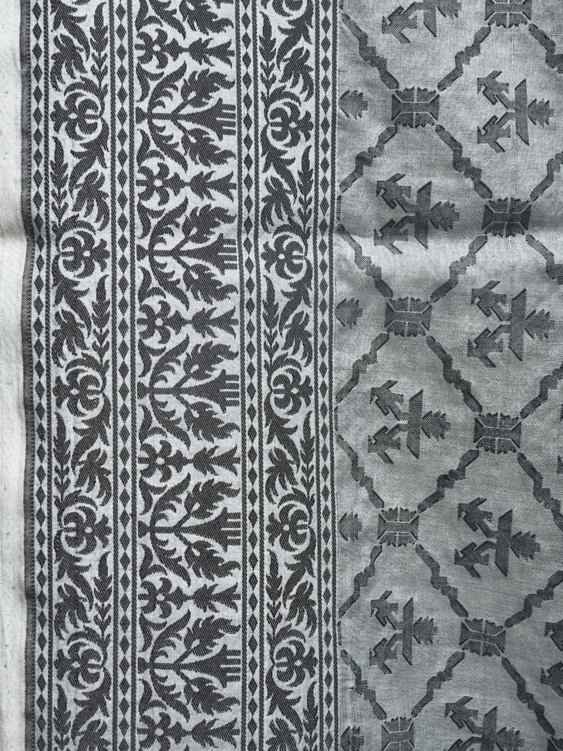 Light Blue Cut Work Tussar Cotton Saree with All Over Jamdani Style Design o0441