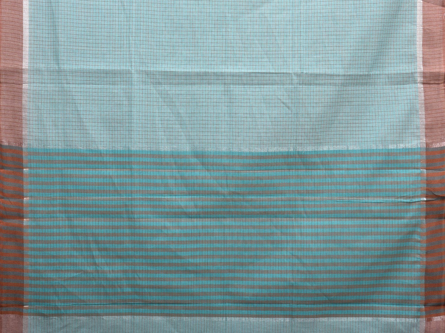 Light Blue Kanchipuram Cotton Handloom Saree with Checks Design k0567