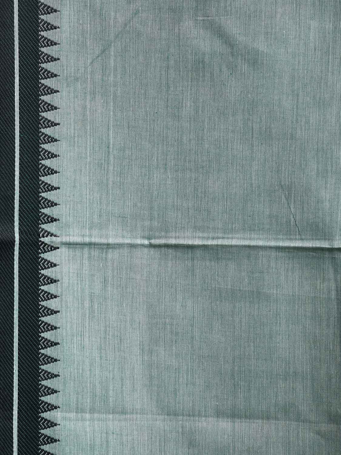 Light Blue Kanchipuram Cotton Plain Saree with Strips Pallu Design Kalamkari Blouse k0833