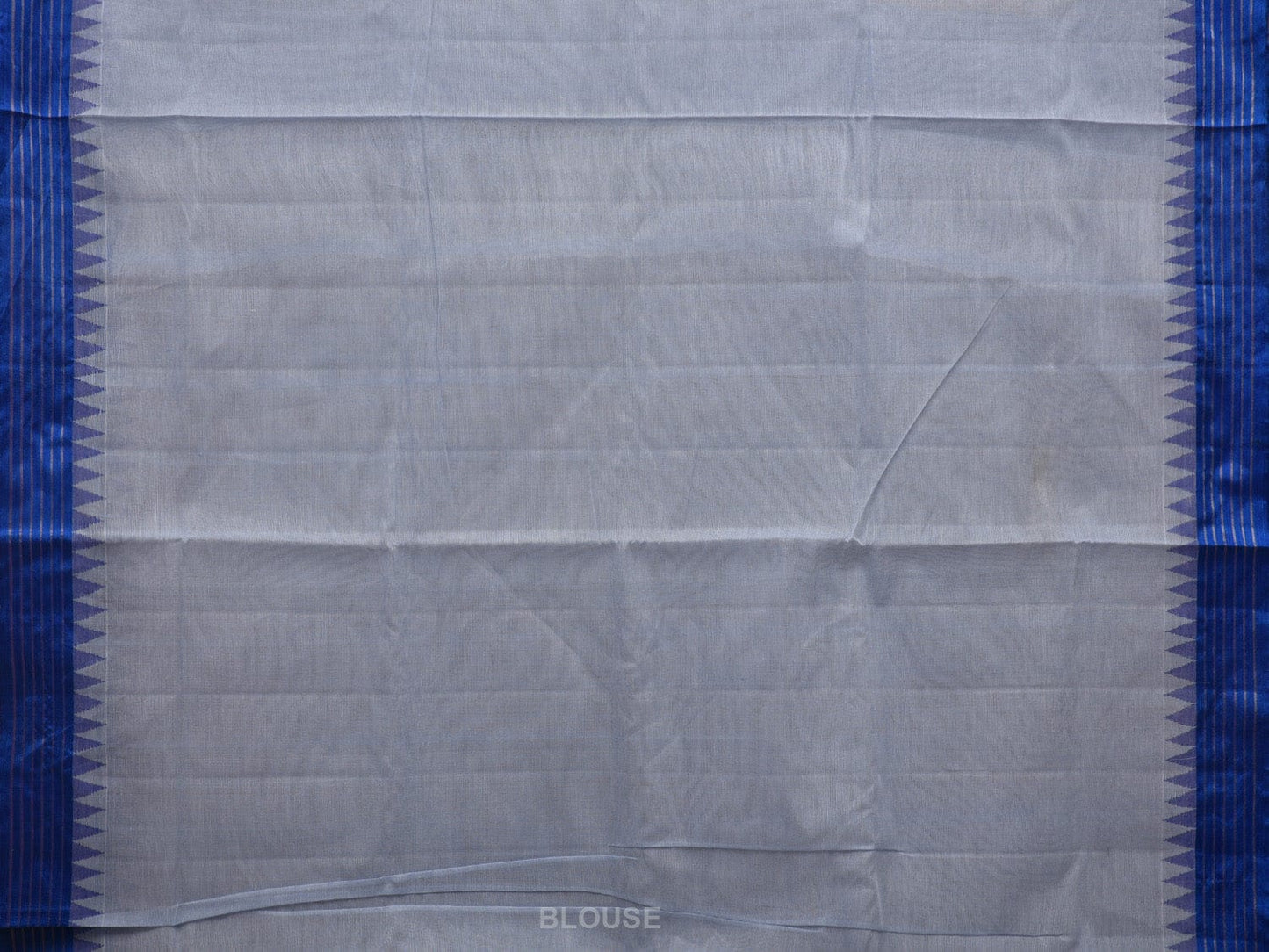 Light Blue Khadi Cotton Handloom Plain Saree with Strip Border Design kh0577