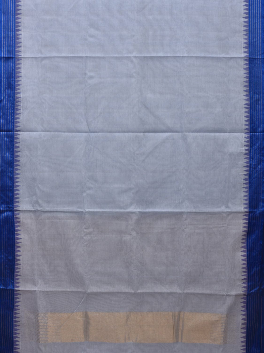 Light Blue Khadi Cotton Handloom Plain Saree with Strip Border Design kh0577