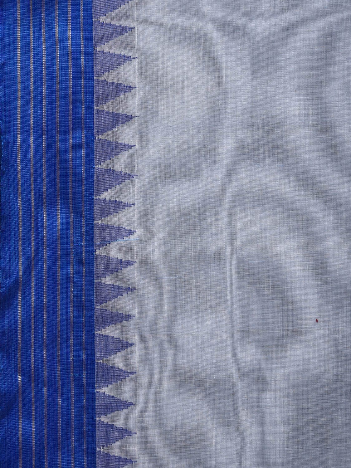 Light Blue Khadi Cotton Handloom Plain Saree with Strip Border Design kh0577