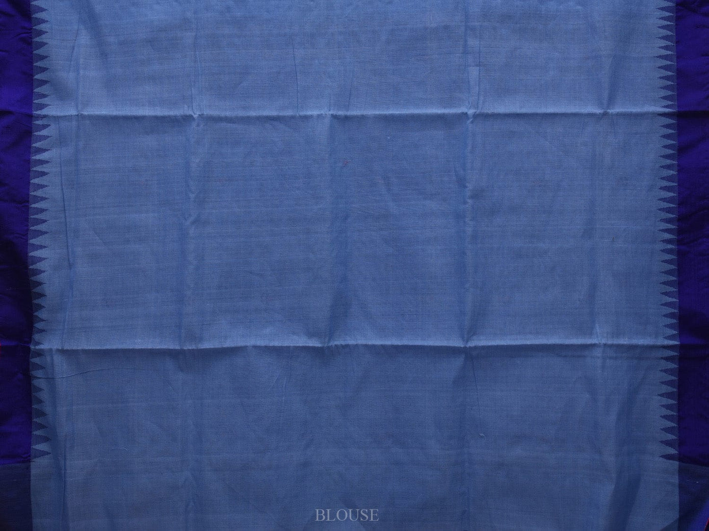 Light Blue Khadi Cotton Handloom Saree with Jamdani Buta and Temple Border Design kh0575