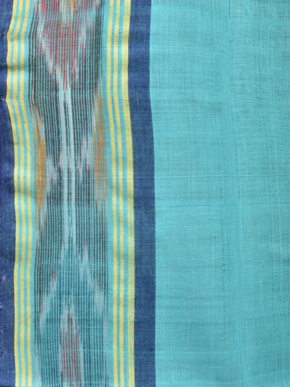 Light Blue Mangalgiri Cotton Handloom Plain Saree with Strips Pallu Design No Blouse o0439