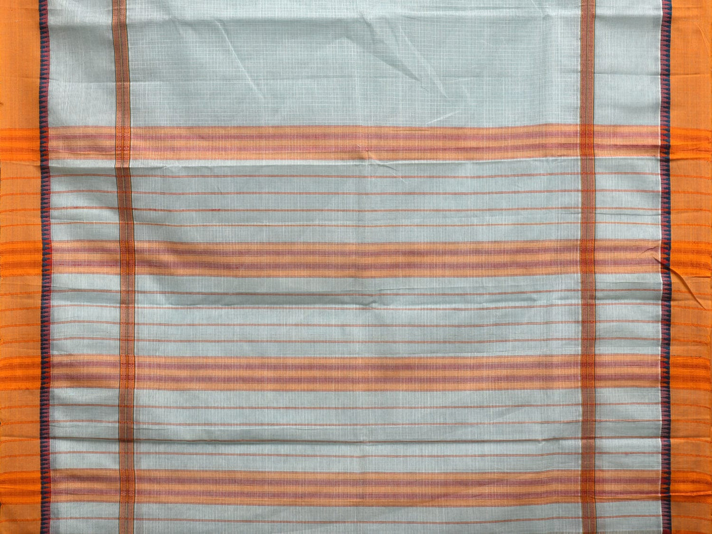 Light Blue Narayanpet Cotton Handloom Saree with Checks and Big Border Design No Blouse np0876