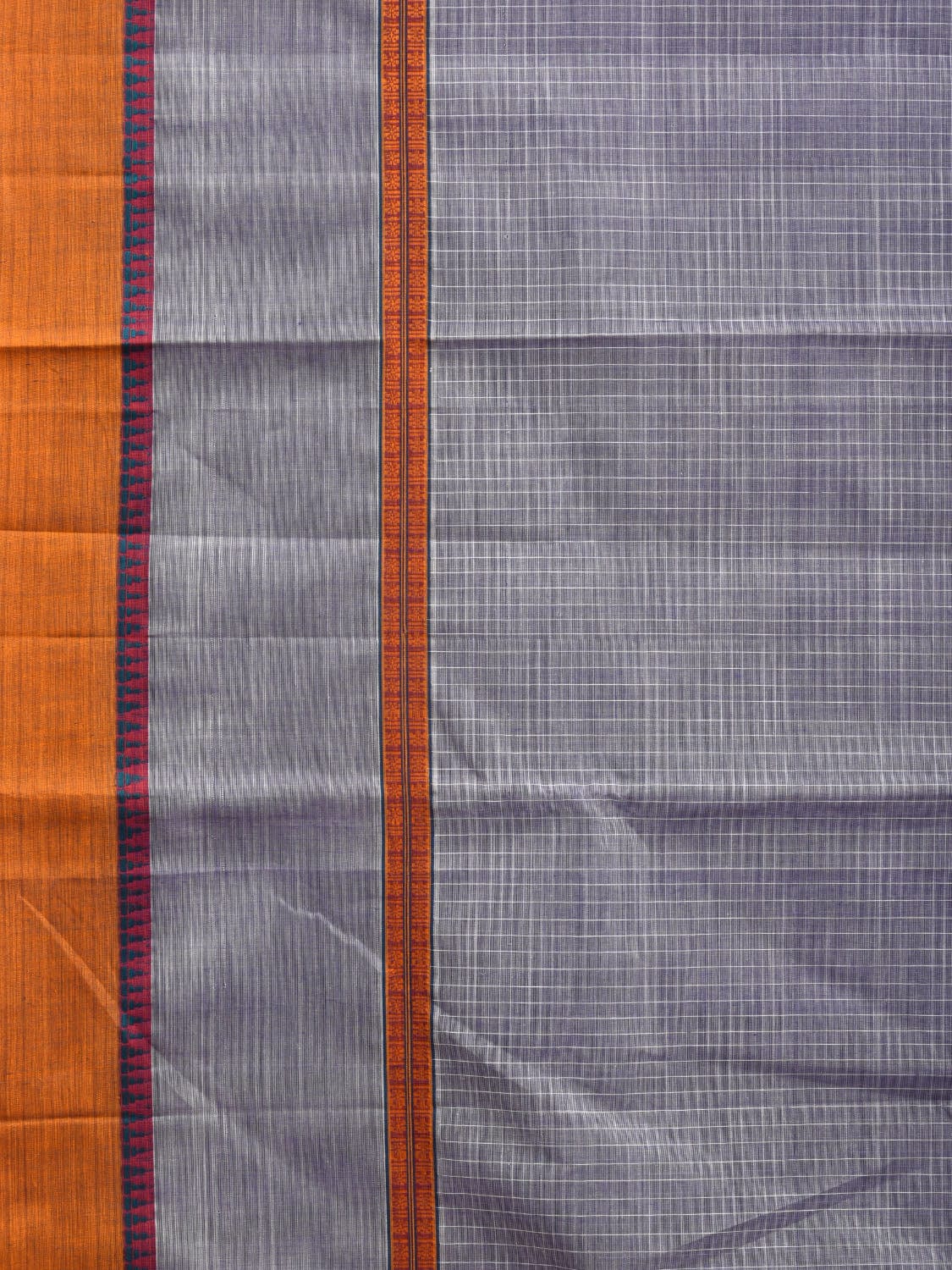 Light Blue Narayanpet Cotton Handloom Saree with Checks and Big Border Design No Blouse np0878