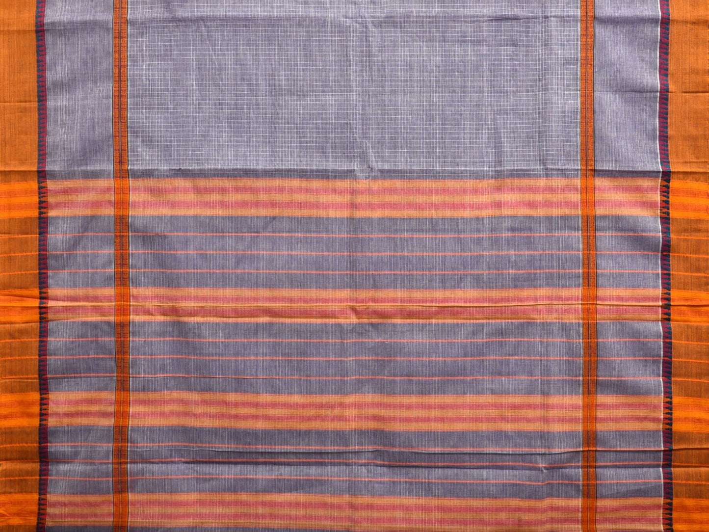 Light Blue Narayanpet Cotton Handloom Saree with Checks and Big Border Design No Blouse np0878