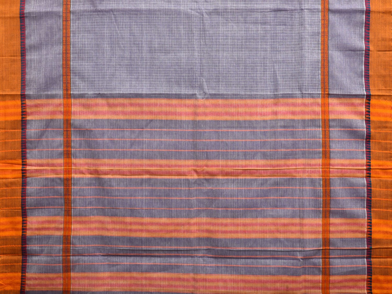 Light Blue Narayanpet Cotton Handloom Saree with Checks and Big Border Design No Blouse np0878