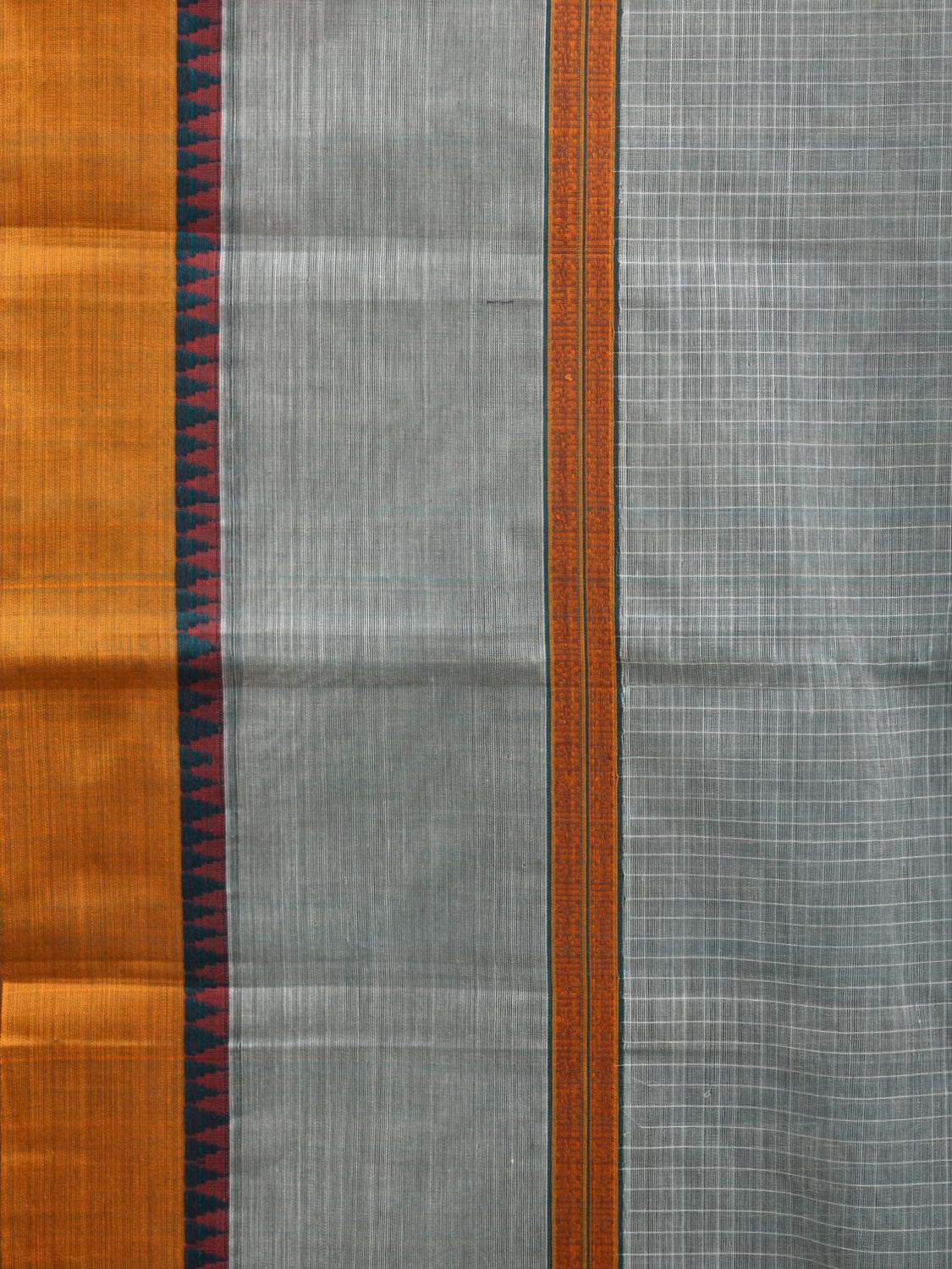 Light Blue Narayanpet Cotton Handloom Saree with Checks and Big Border Design No Blouse np0889