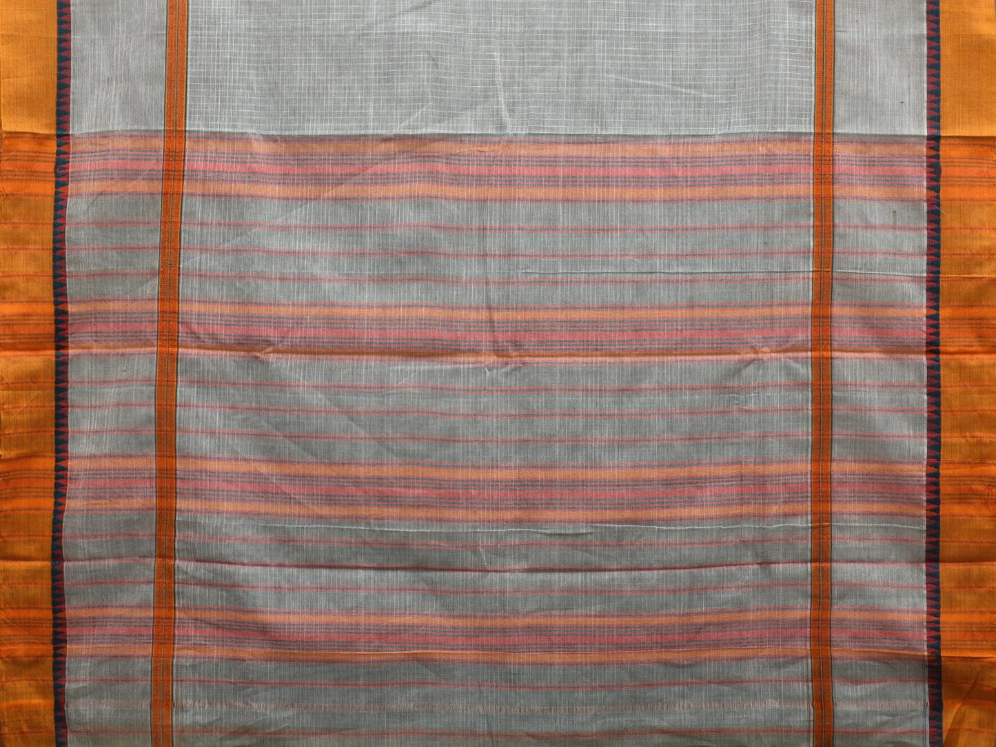 Light Blue Narayanpet Cotton Handloom Saree with Checks and Big Border Design No Blouse np0889