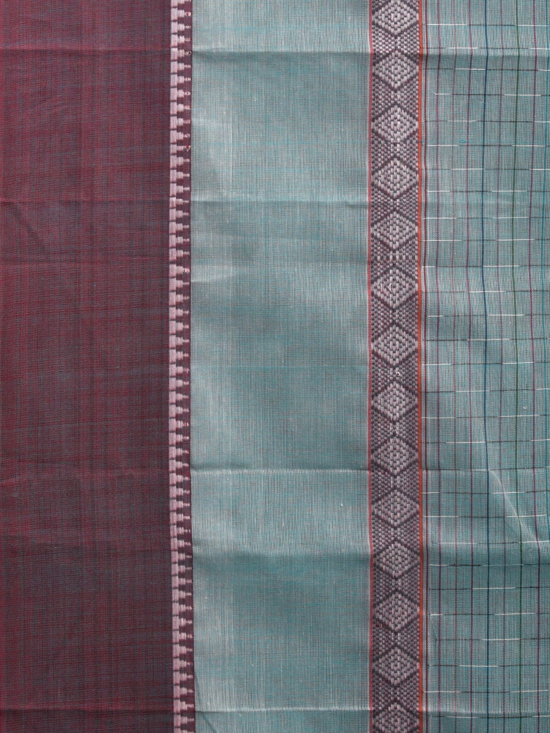 Light Blue Narayanpet Cotton Handloom Saree with Checks and Big Border Design No Blouse np0892