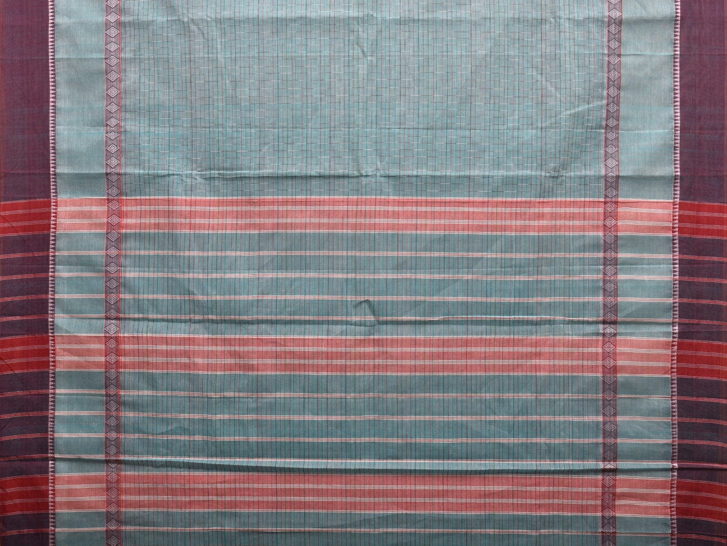 Light Blue Narayanpet Cotton Handloom Saree with Checks and Big Border Design No Blouse np0892