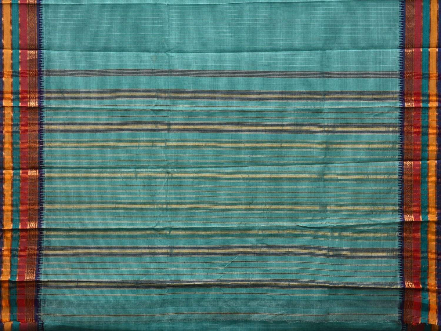 Light Blue Narayanpet Cotton Handloom Saree with Checks Design No Blouse np0431
