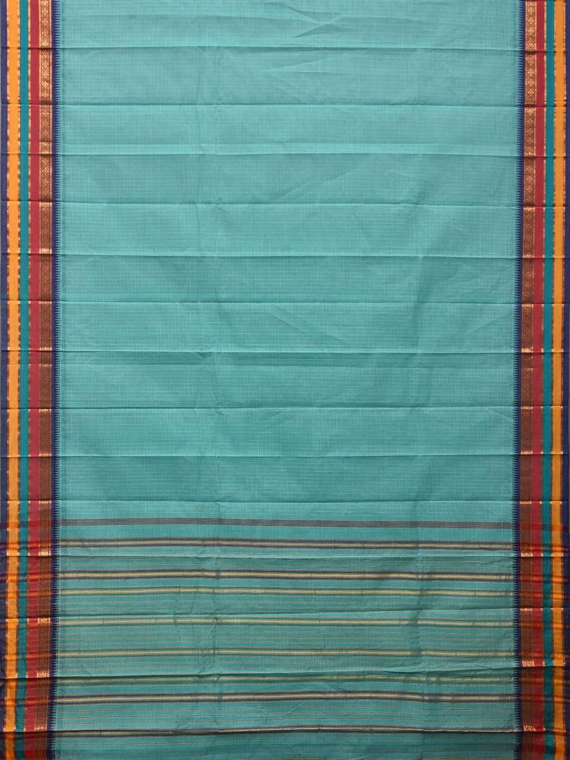 Light Blue Narayanpet Cotton Handloom Saree with Checks Design No Blouse np0431
