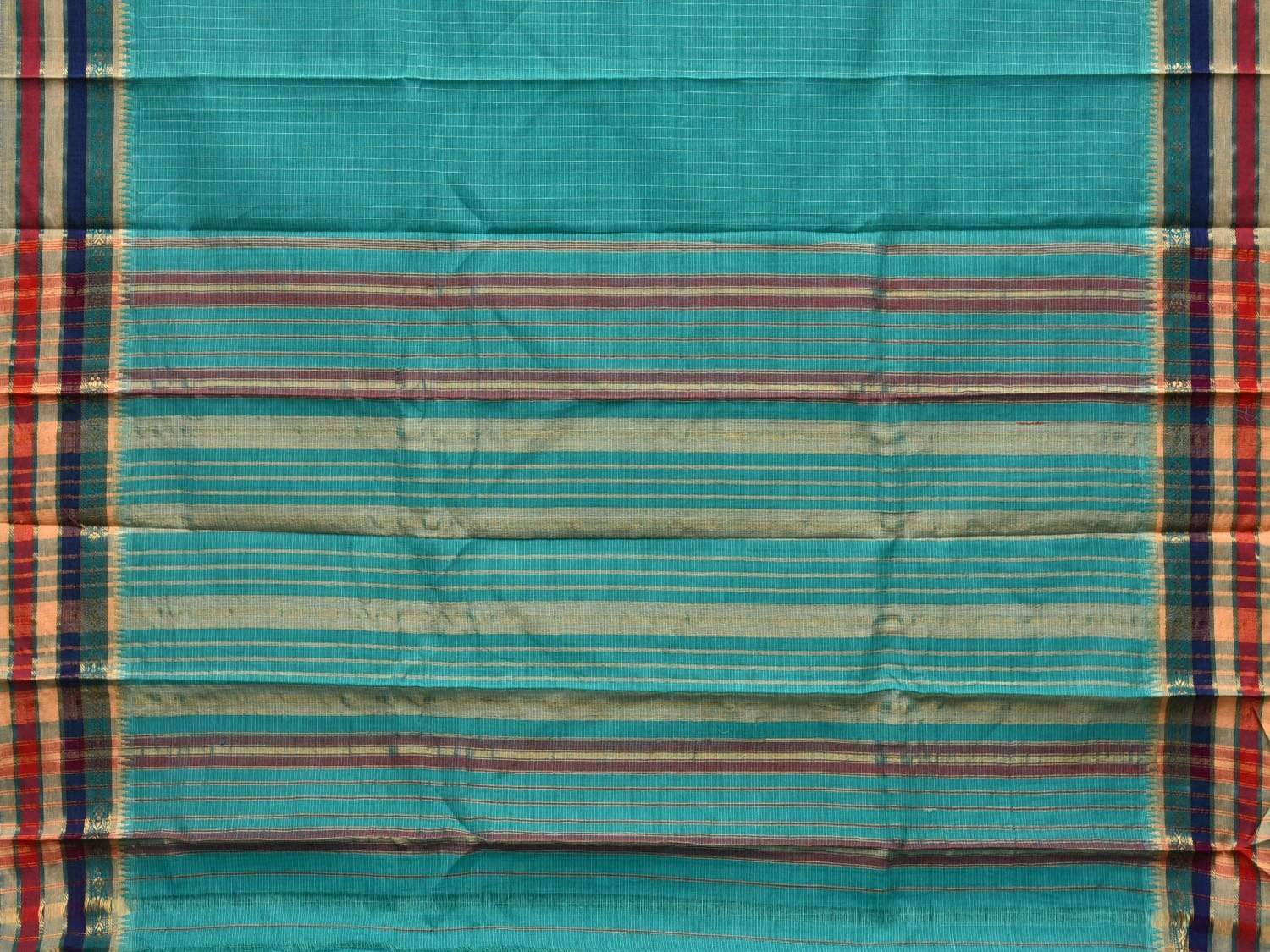 Light Blue Narayanpet Cotton Handloom Saree with Checks Design No Blouse np0433
