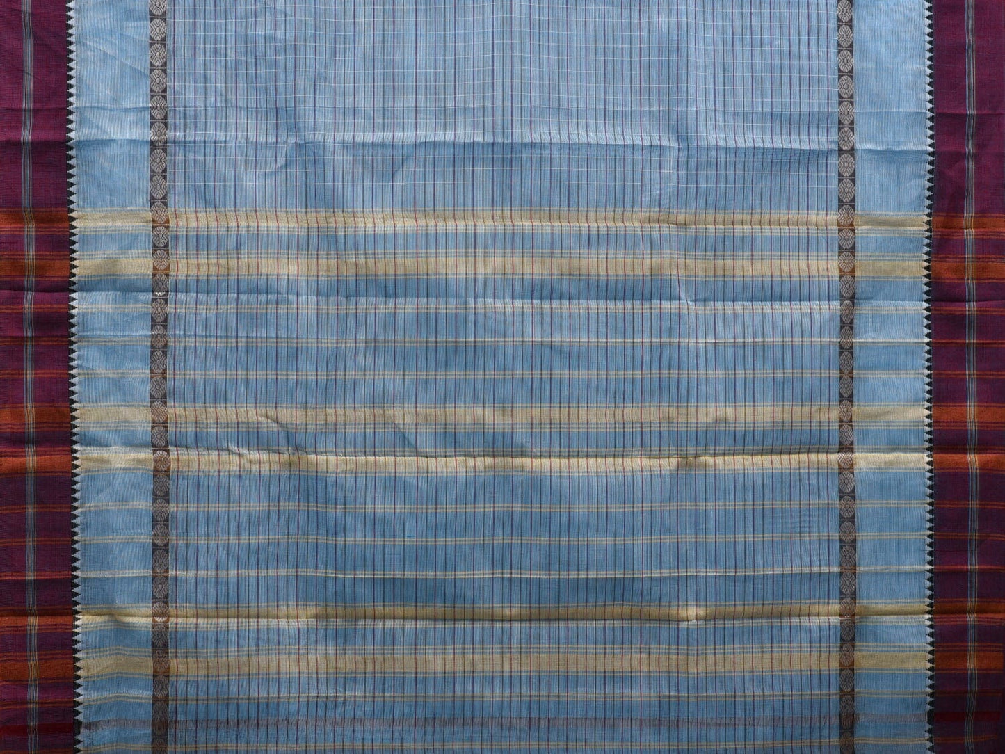 Light Blue Narayanpet Cotton Handloom Saree with Checks Design No Blouse np0530