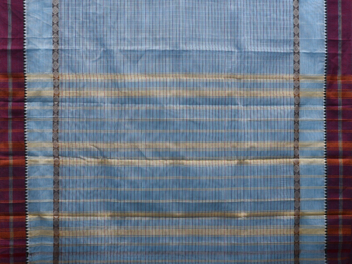 Light Blue Narayanpet Cotton Handloom Saree with Checks Design No Blouse np0530