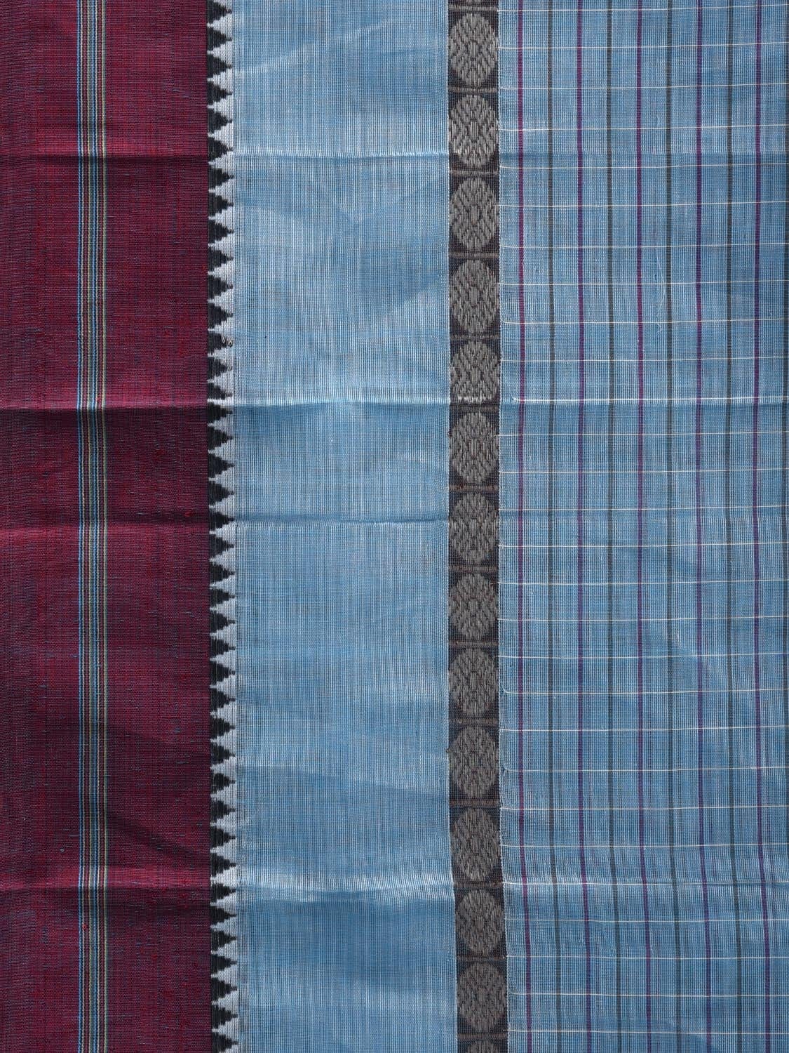 Light Blue Narayanpet Cotton Handloom Saree with Checks Design No Blouse np0530