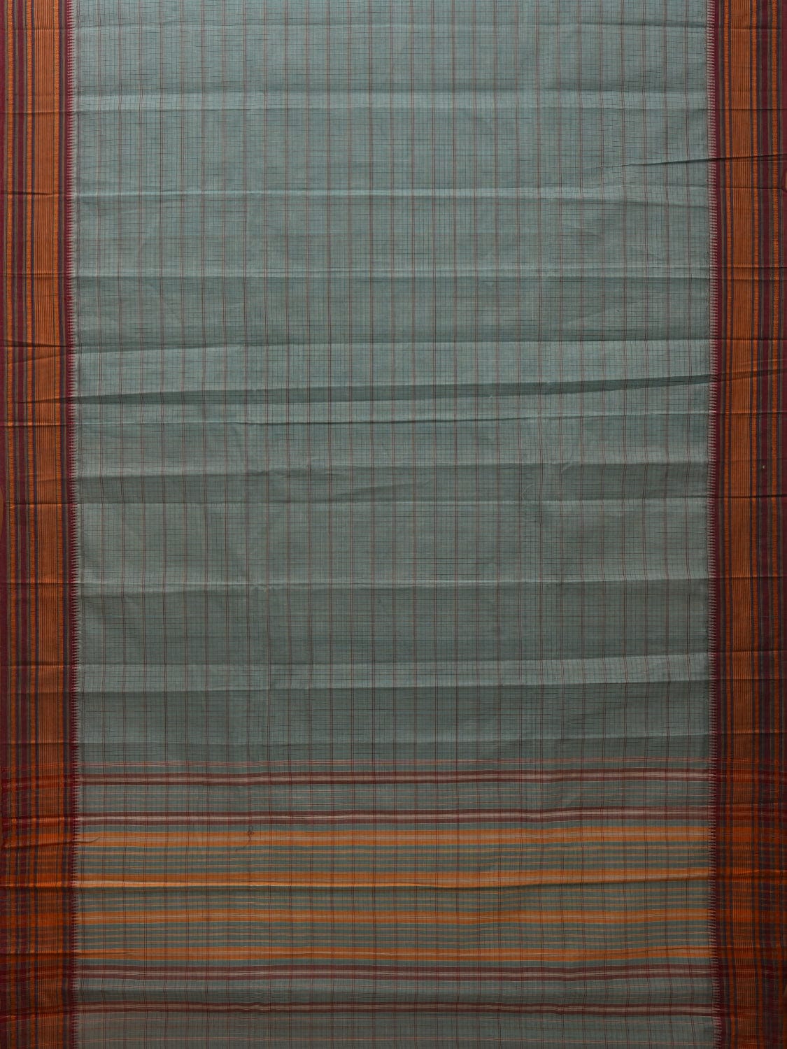 Light Blue Narayanpet Cotton Handloom Saree with Checks Design No Blouse np0650