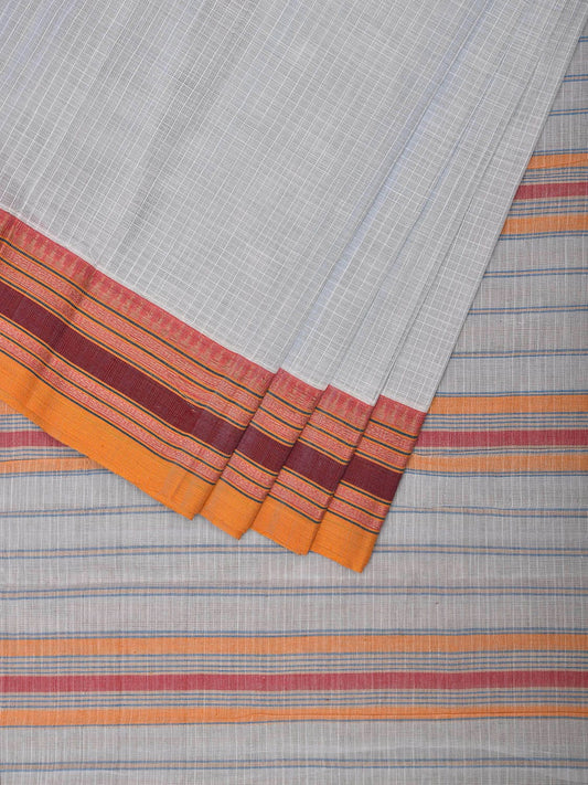 Light Blue Narayanpet Cotton Handloom Saree with Checks Design No Blouse np1071