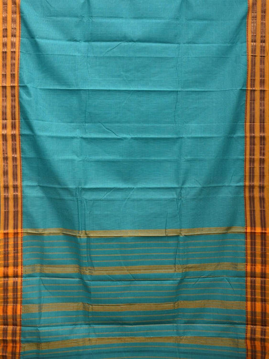 Light Blue Narayanpet Cotton Handloom Saree with Checks Design np0449