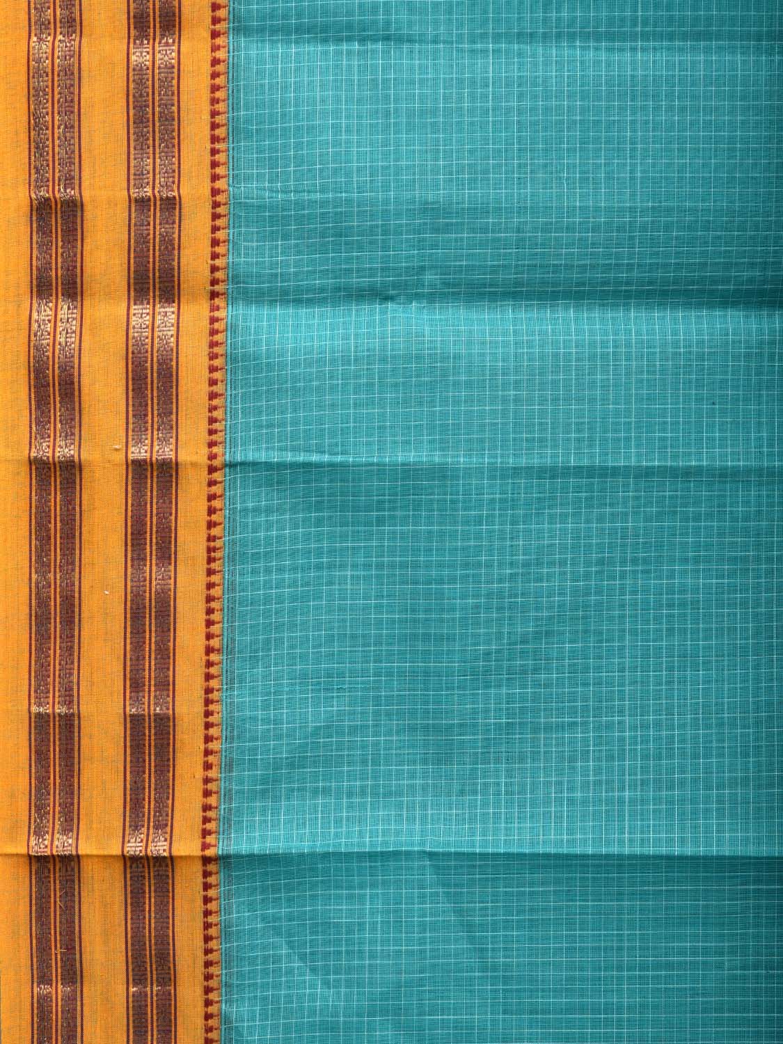 Light Blue Narayanpet Cotton Handloom Saree with Checks Design np0449