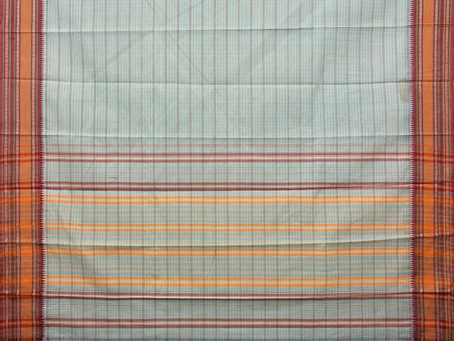 Light Blue Narayanpet Cotton Handloom Saree with Strips Design No Blouse np0699