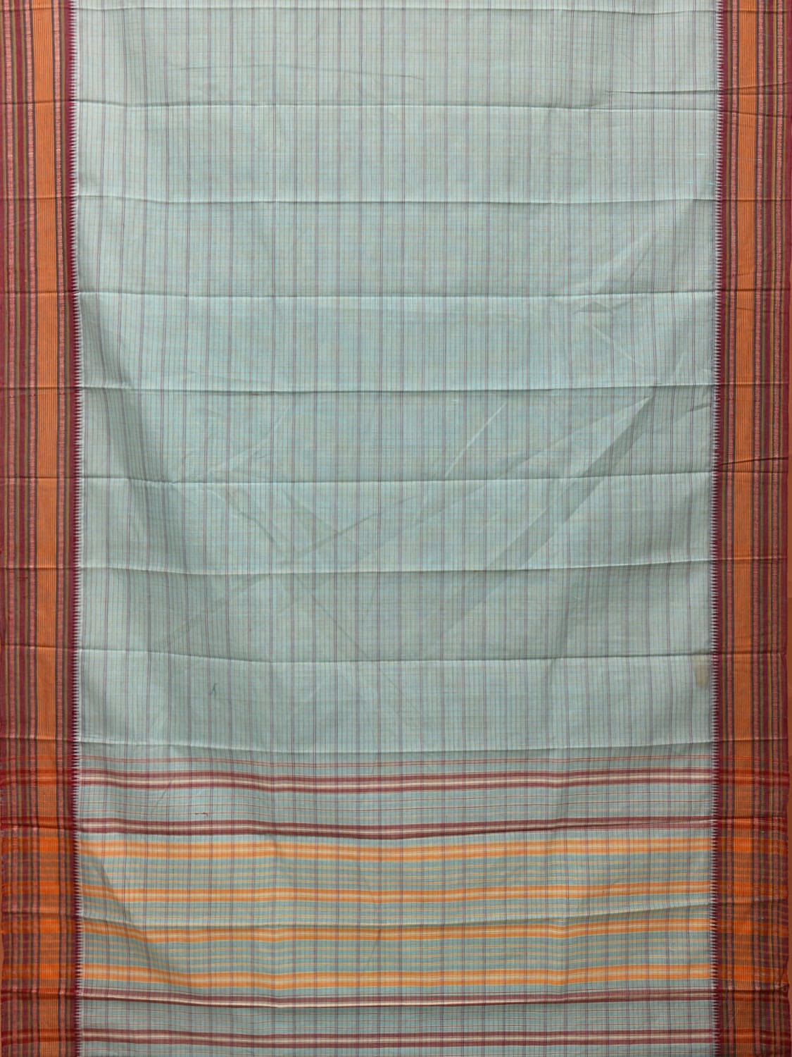 Light Blue Narayanpet Cotton Handloom Saree with Strips Design No Blouse np0699