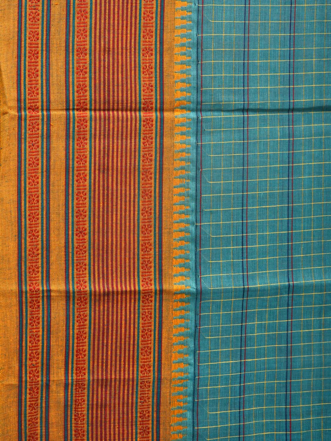 Light Blue Narayanpet Cotton Handloom Saree with Strips Design No Blouse np0792