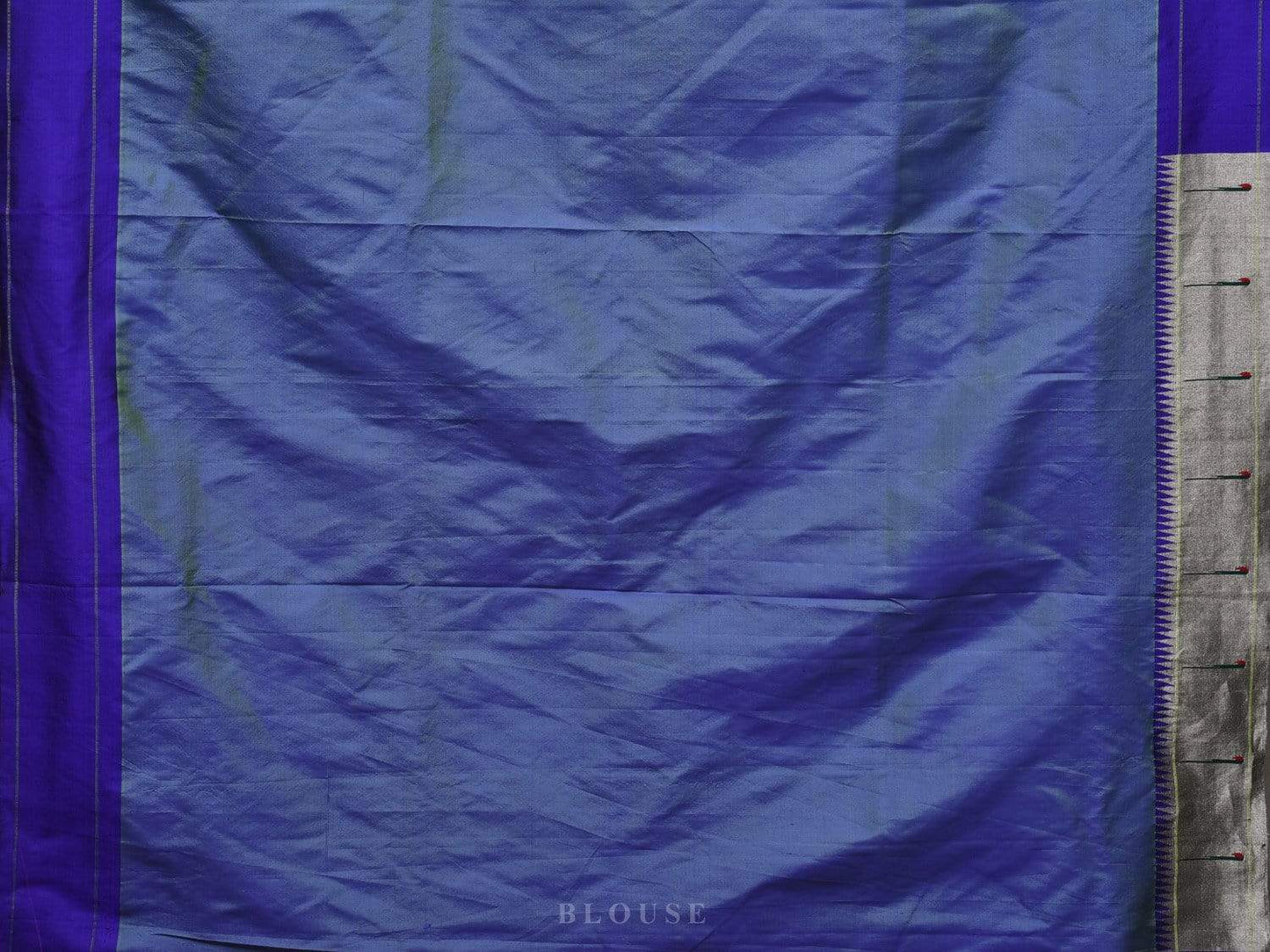 Light Blue Paithani Silk Handloom Saree with Strips and Muniya Border Design p0357