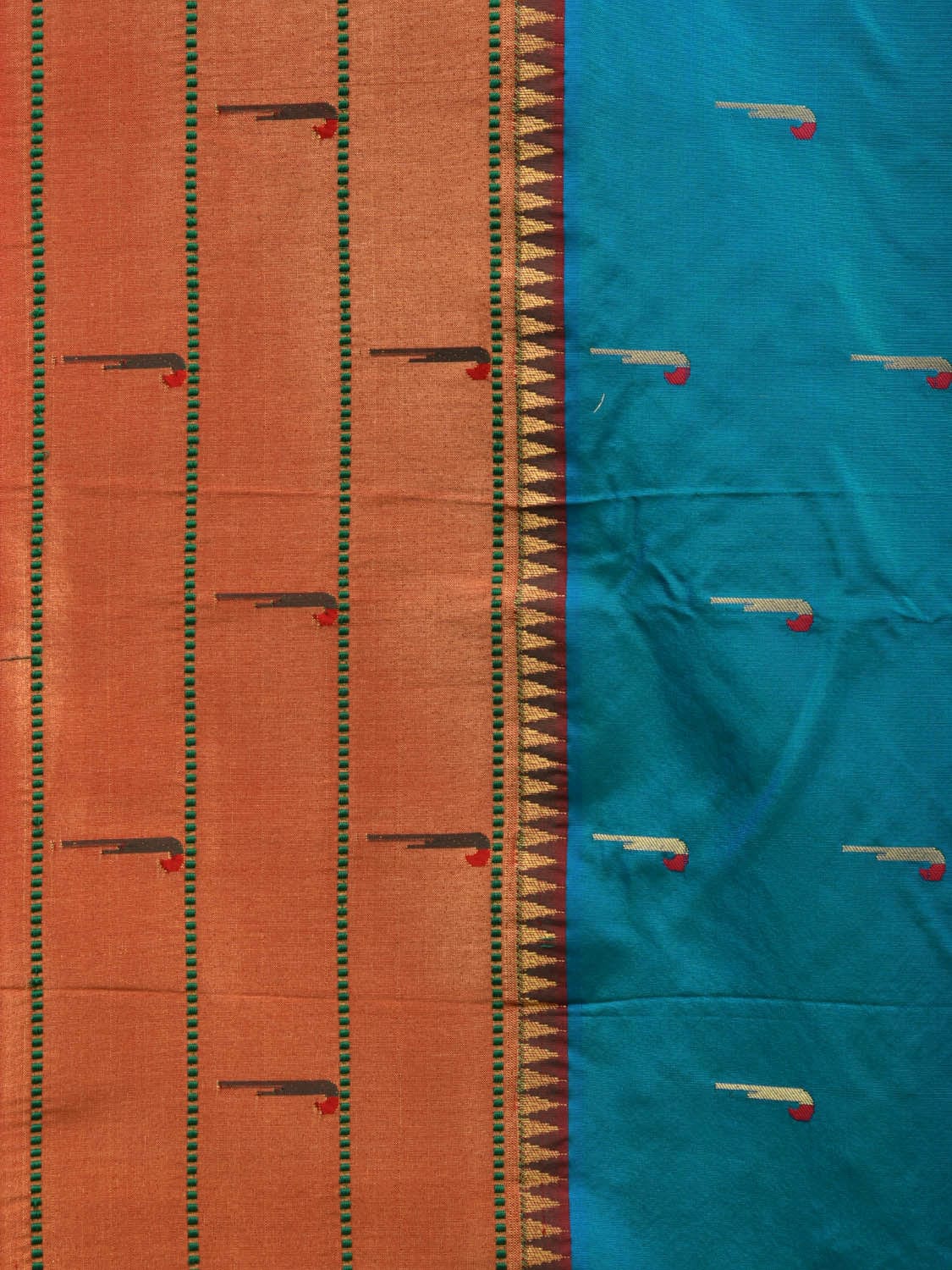 Light Blue Paithani Silk Handloom Saree with Triple Muniya Border Design p0445
