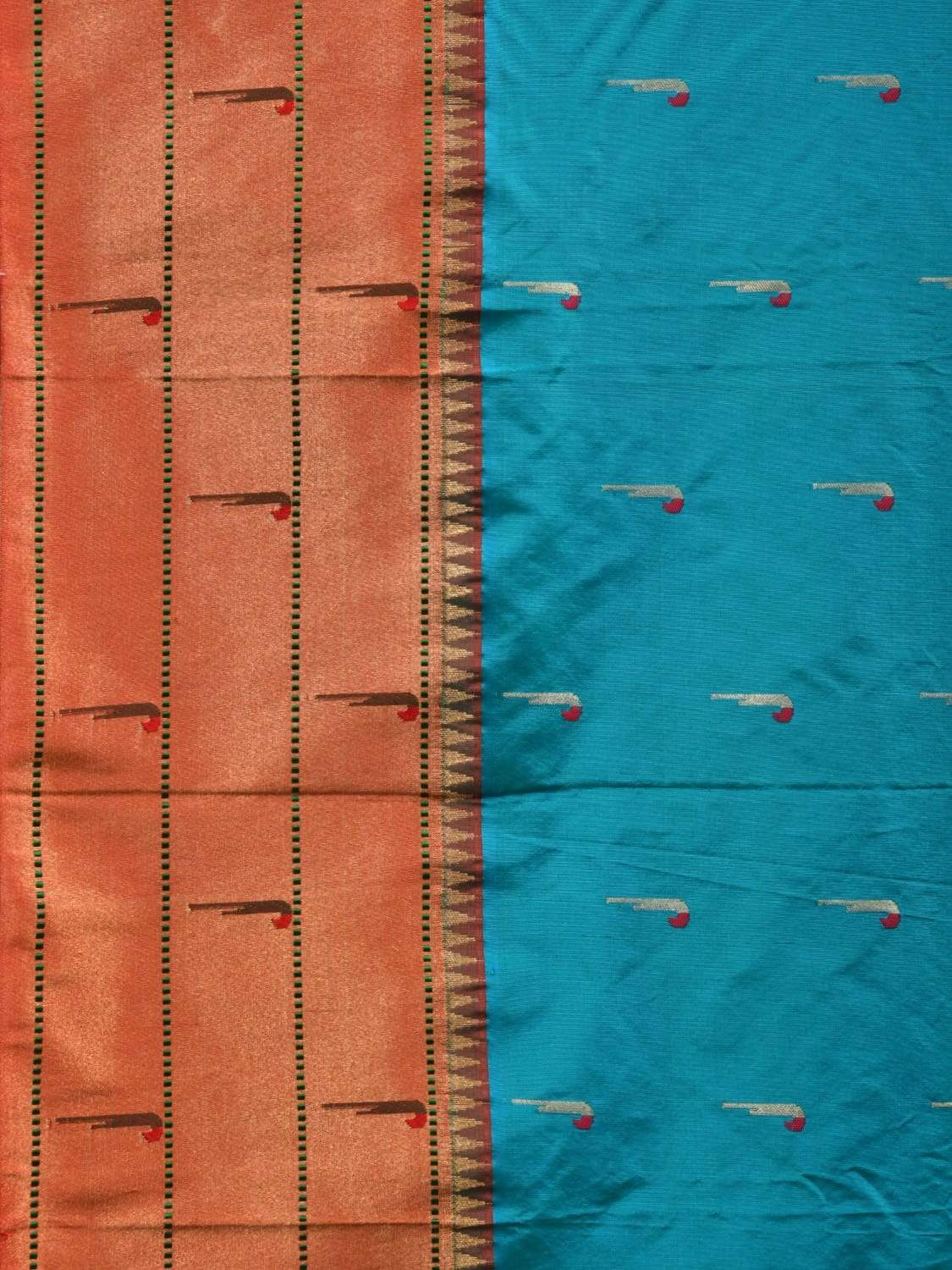 Light Blue Paithani Silk Handloom Saree with Triple Muniya Border Saree p0366