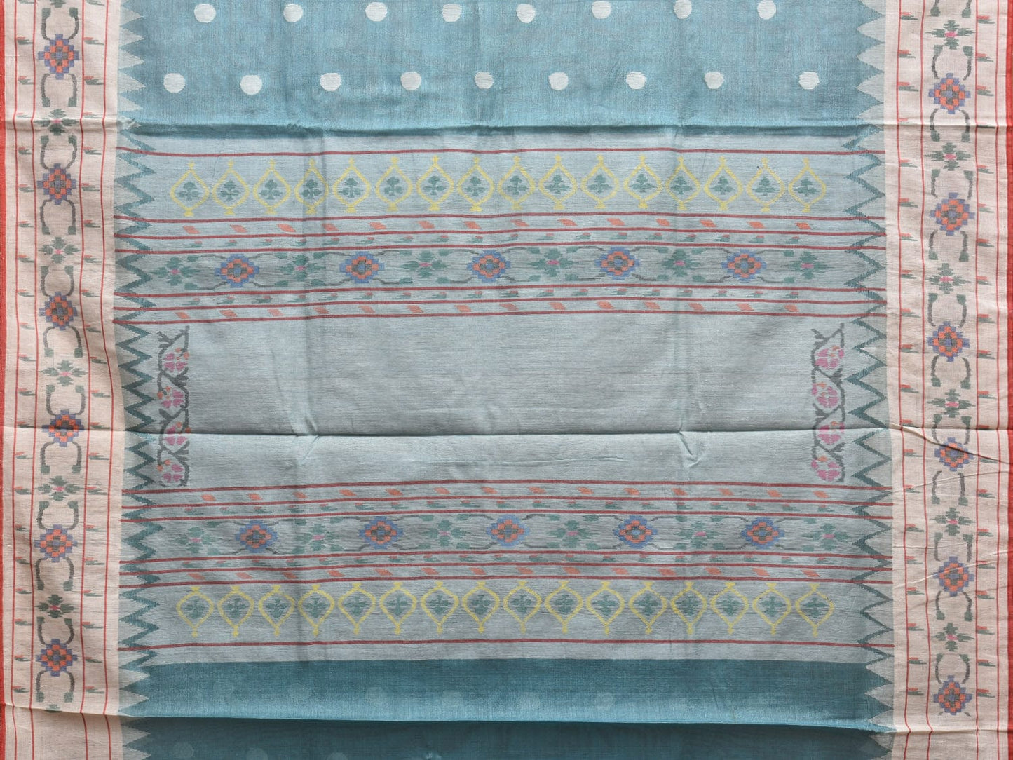 Light Blue Paithani Tussar Handloom Saree with Aakruti Border Design p0493