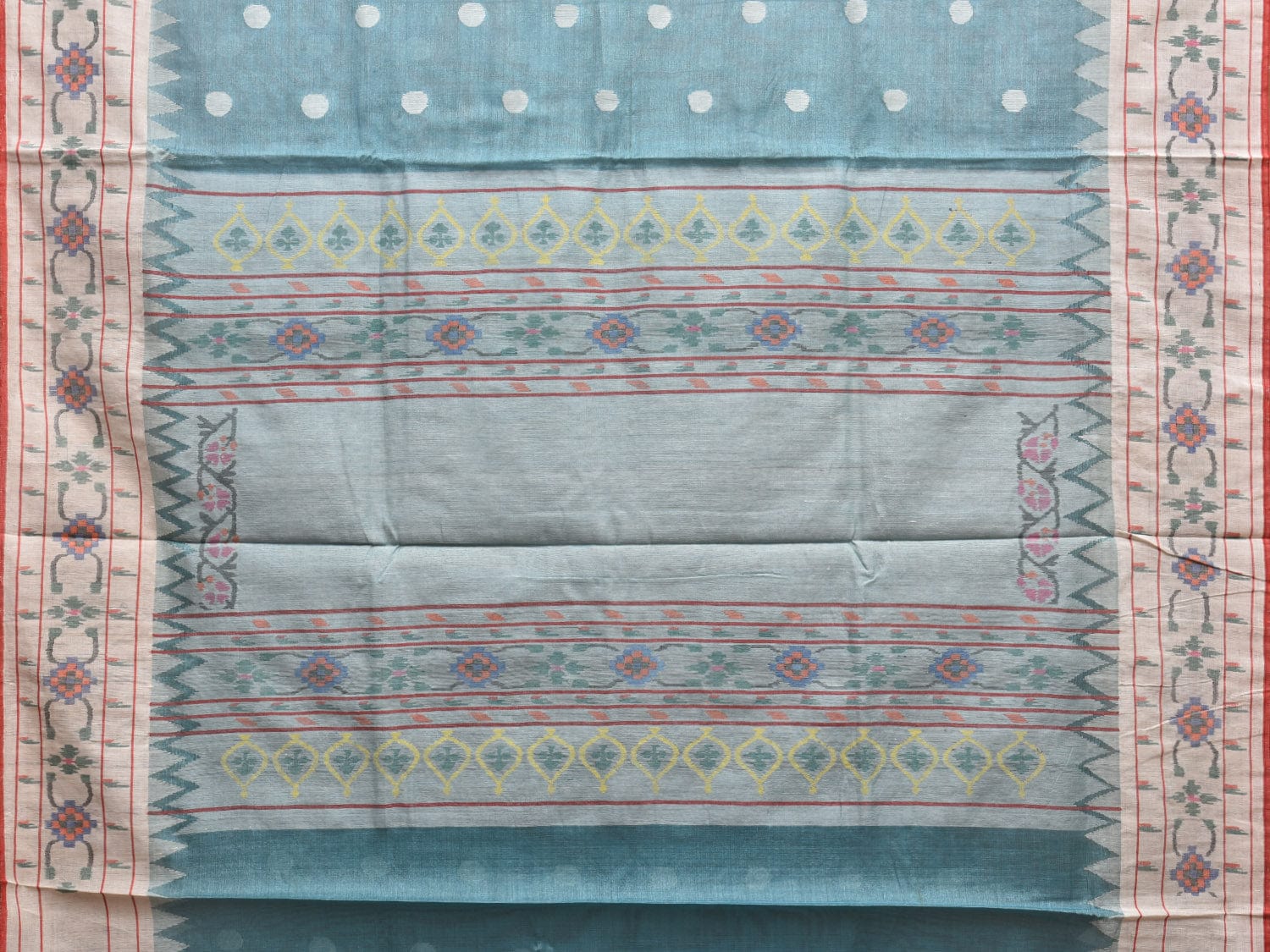 Light Blue Paithani Tussar Handloom Saree with Aakruti Border Design p0493