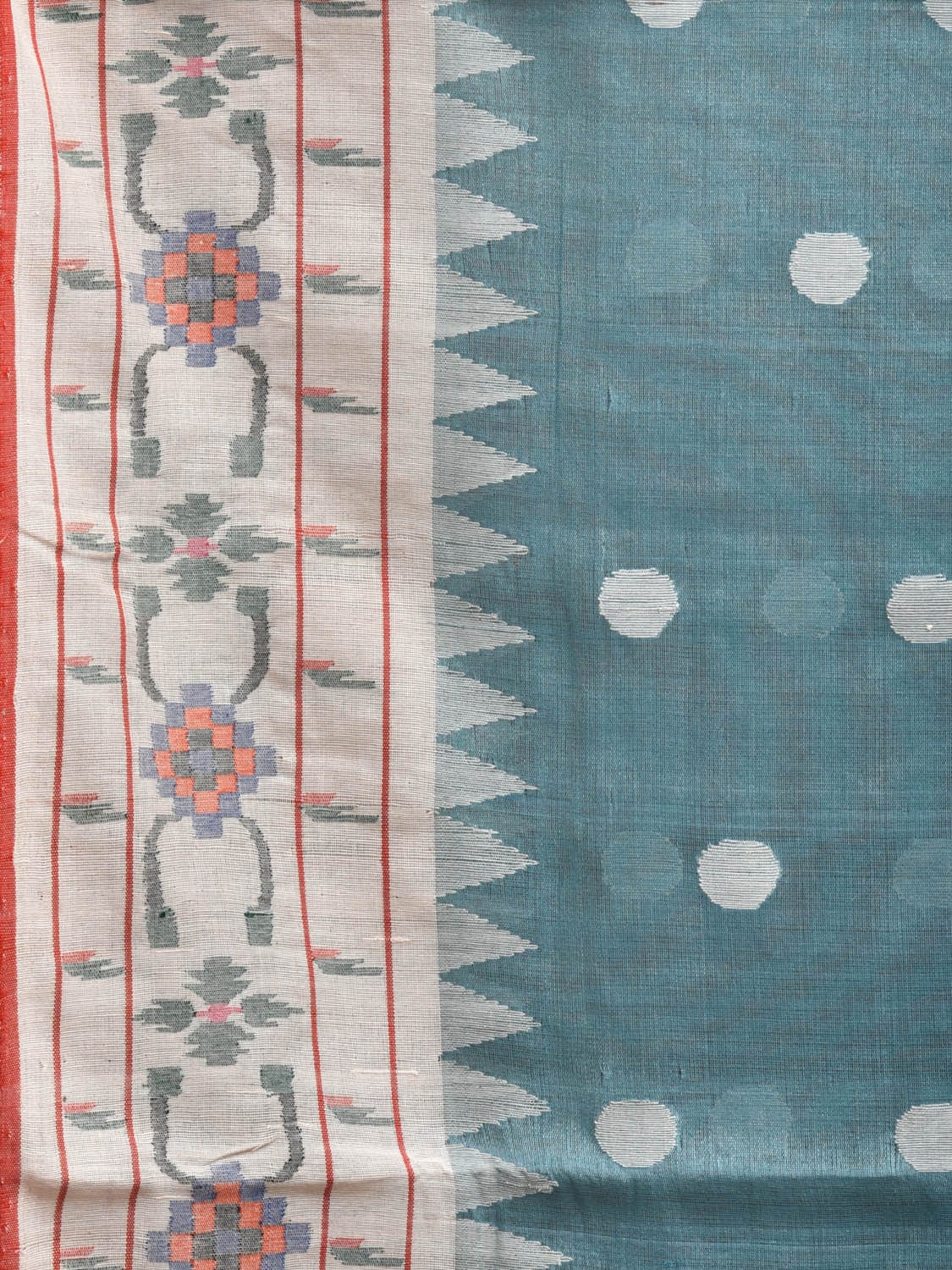 Light Blue Paithani Tussar Handloom Saree with Aakruti Border Design p0493