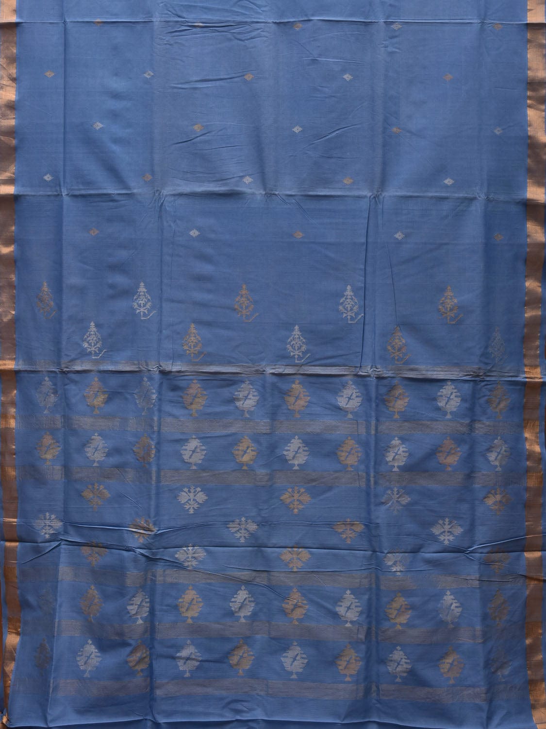 Light Blue Uppada Cotton Handloom Saree with Assorted Buta Pallu Design u1846