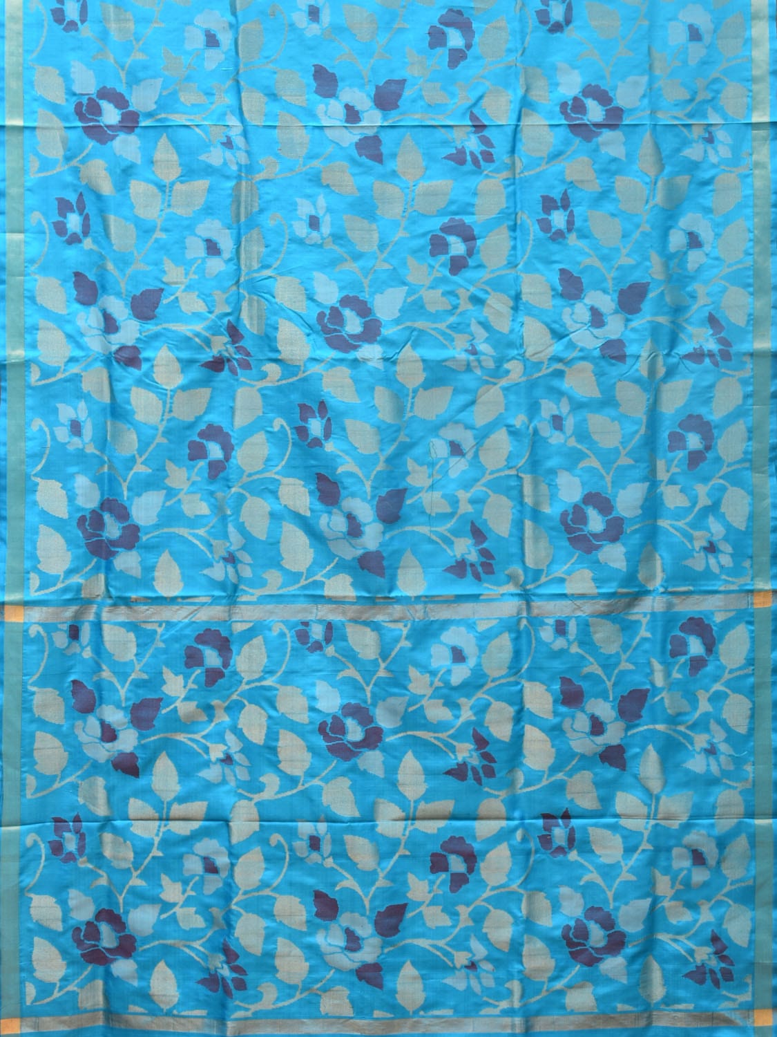 Light Blue Uppada Silk Handloom Saree with All Over Floral Design u2105