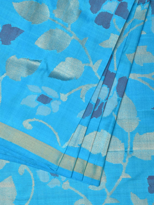 Light Blue Uppada Silk Handloom Saree with All Over Floral Design u2105
