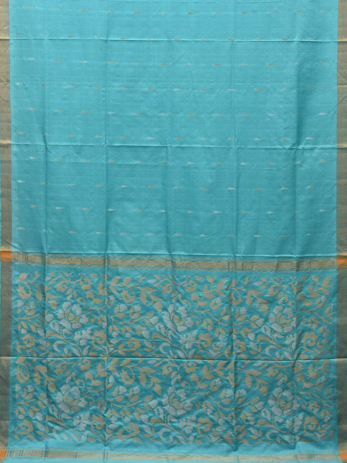 Light Blue Uppada Silk Handloom Saree with Floral Pallu Design u1970