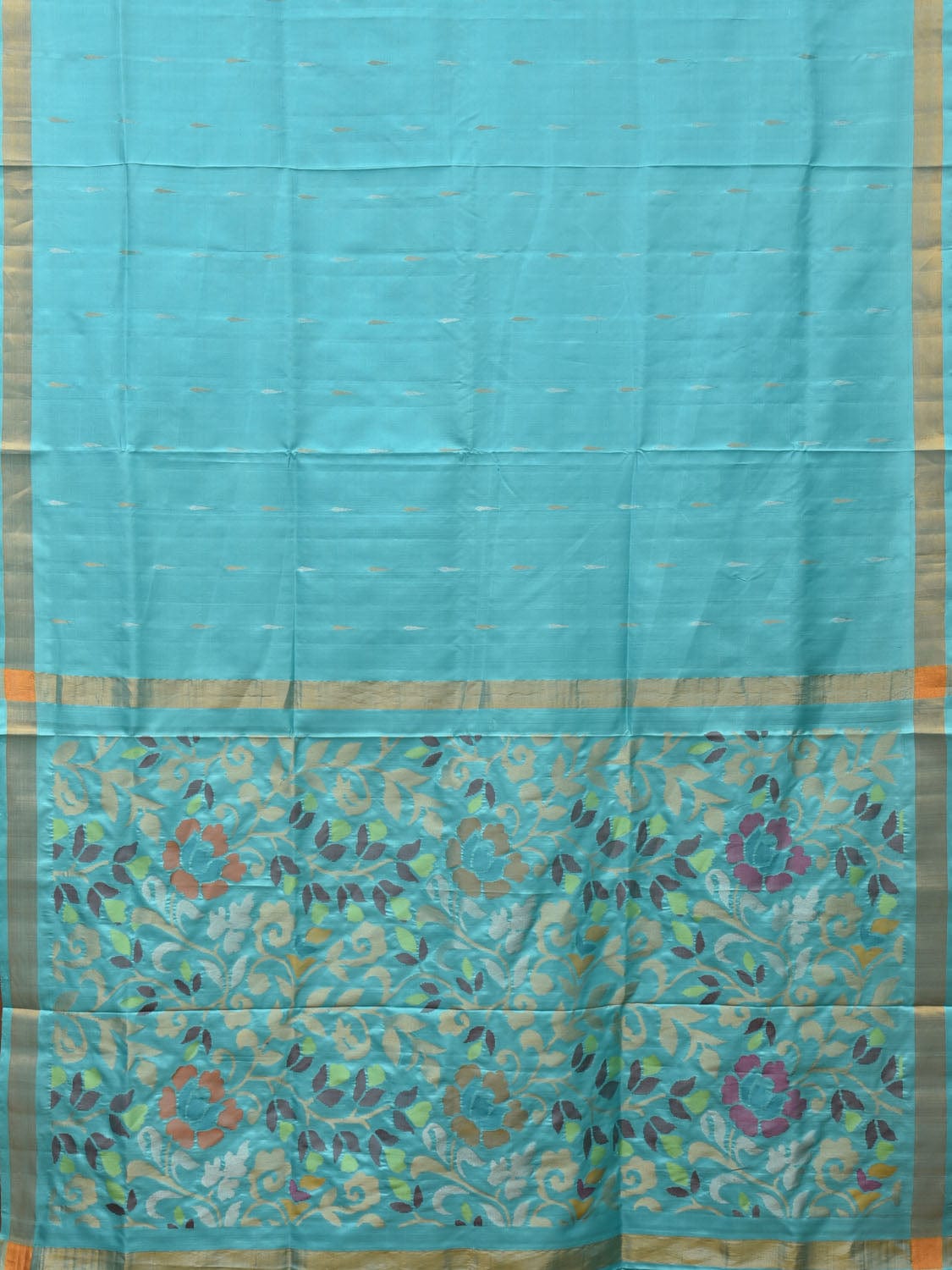 Light Blue Uppada Silk Handloom Saree with Floral Pallu Design u1988