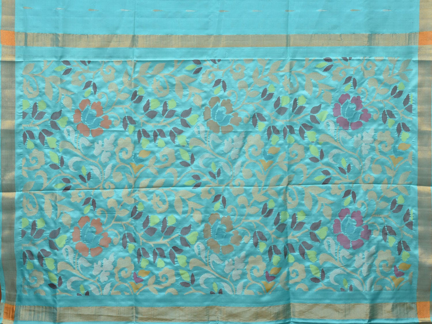 Light Blue Uppada Silk Handloom Saree with Floral Pallu Design u1988