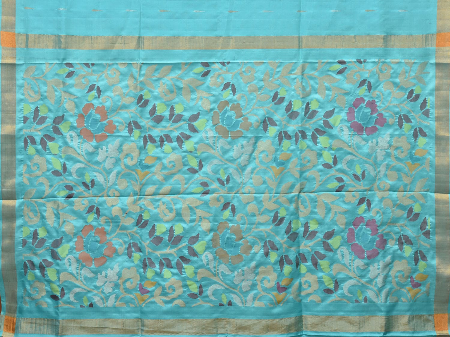 Light Blue Uppada Silk Handloom Saree with Floral Pallu Design u1988