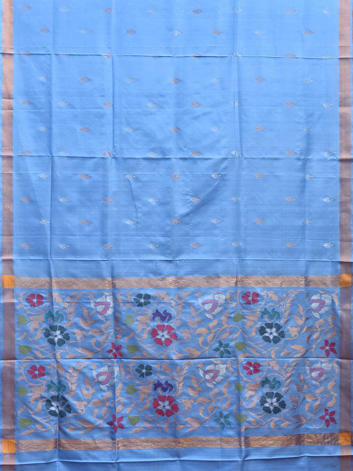 Light Blue Uppada Silk Handloom Saree with Floral Pallu Design u2293
