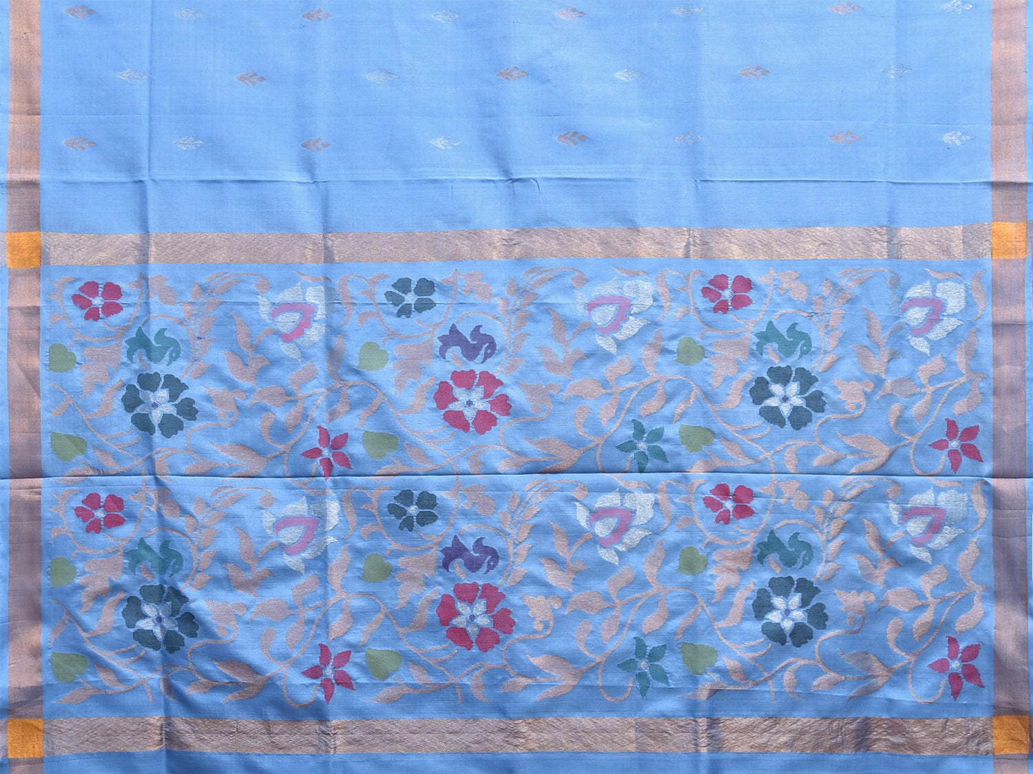 Light Blue Uppada Silk Handloom Saree with Floral Pallu Design u2293