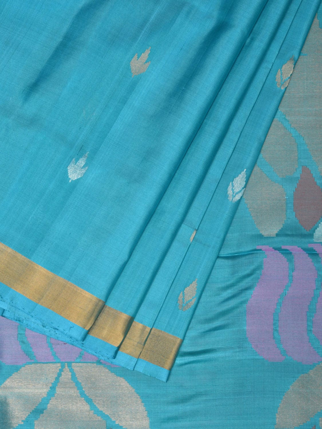Light Blue Uppada Silk Handloom Saree with Hamsa and Lotus Pallu Design u2097