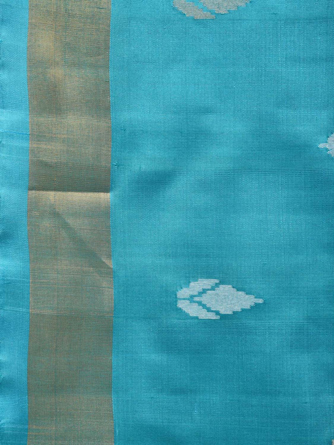 Light Blue Uppada Silk Handloom Saree with Hamsa and Lotus Pallu Design u2097