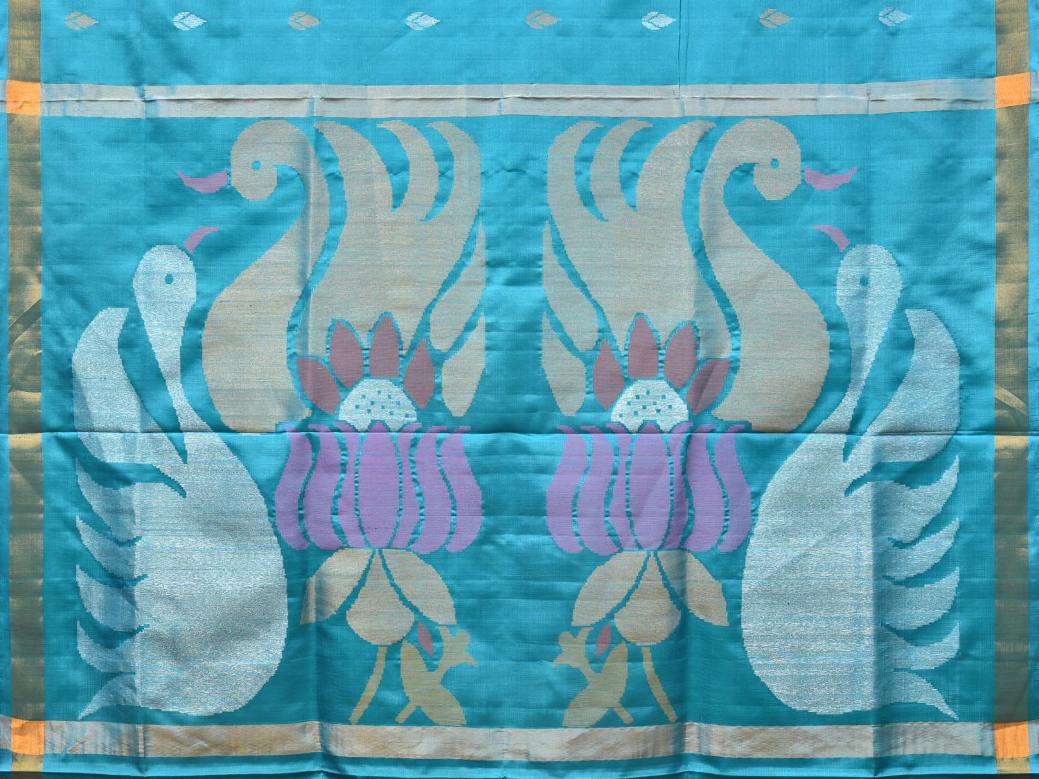 Light Blue Uppada Silk Handloom Saree with Hamsa and Lotus Pallu Design u2097
